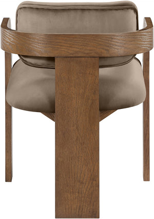 Meridian Furniture Cedra Art Deco Sculpted Velvet Dining Chair with Solid Walnut Frame for Elegant Rooms Taupe Style B 33051Taupe-C