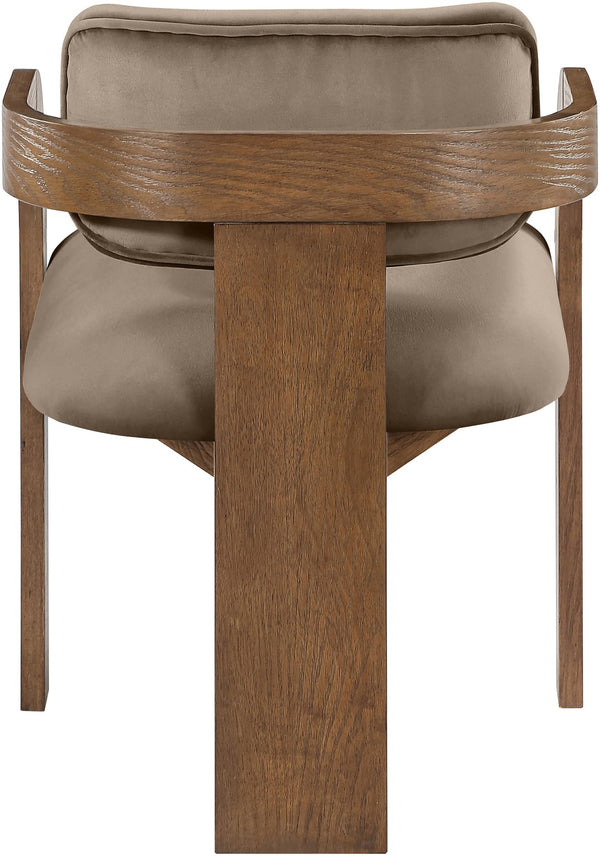 Meridian Furniture Cedra Art Deco Sculpted Velvet Dining Chair with Solid Walnut Frame for Elegant Rooms Taupe Style B 33051Taupe-C