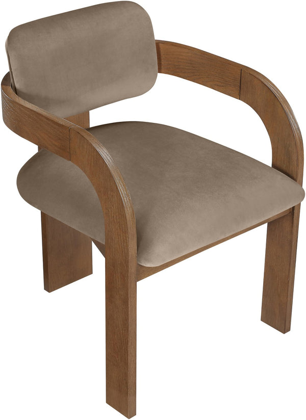 Meridian Furniture Cedra Art Deco Sculpted Velvet Dining Chair with Solid Walnut Frame for Elegant Rooms Taupe Style B 33051Taupe-C