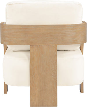 Meridian Furniture Cedra Art Deco Sculpted Accent Chair in Plush Velvet with Solid Walnut Frame Living Room Cream Style A 33054Cream