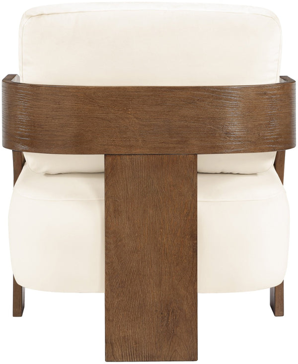 Meridian Furniture Cedra Art Deco Sculpted Accent Chair in Plush Velvet with Solid Walnut Frame Living Room Cream Style B 33055Cream