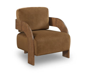 Meridian Furniture Cedra Art Deco Sculpted Accent Chair in Plush Velvet with Solid Walnut Frame Living Room Saddle Style B 33055Saddle