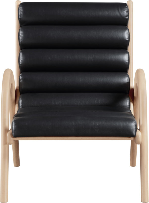 Meridian Furniture Randal Art Deco Channel Tufted Vegan Leather Accent Chair with Wood Frame for Living Room Black A 33056Black