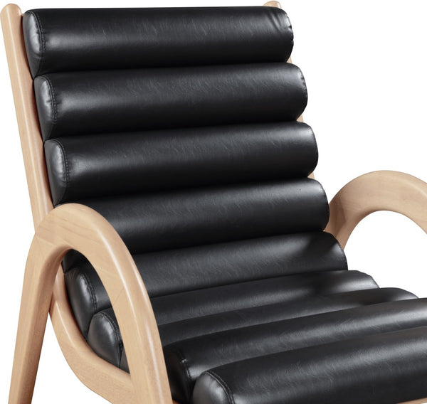 Meridian Furniture Randal Art Deco Channel Tufted Vegan Leather Accent Chair with Wood Frame for Living Room Black A 33056Black
