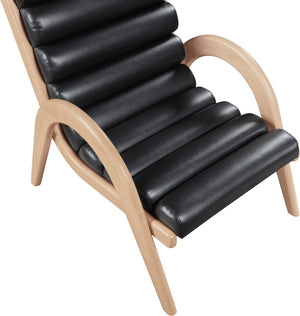 Meridian Furniture Randal Art Deco Channel Tufted Vegan Leather Accent Chair with Wood Frame for Living Room Black A 33056Black