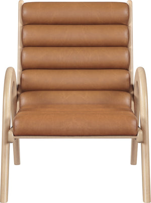 Meridian Furniture Randal Art Deco Channel Tufted Vegan Leather Accent Chair with Wood Frame for Living Room Cognac A 33056Cognac