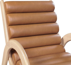 Meridian Furniture Randal Art Deco Channel Tufted Vegan Leather Accent Chair with Wood Frame for Living Room Cognac A 33056Cognac