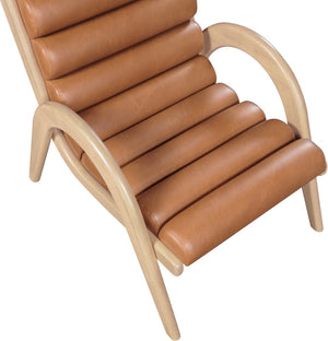 Meridian Furniture Randal Art Deco Channel Tufted Vegan Leather Accent Chair with Wood Frame for Living Room Cognac A 33056Cognac