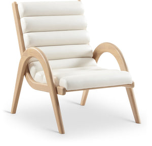 Meridian Furniture Randal Art Deco Channel Tufted Vegan Leather Accent Chair with Wood Frame for Living Room Cream A 33056Cream