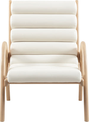Meridian Furniture Randal Art Deco Channel Tufted Vegan Leather Accent Chair with Wood Frame for Living Room Cream A 33056Cream