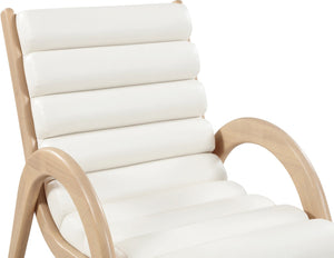 Meridian Furniture Randal Art Deco Channel Tufted Vegan Leather Accent Chair with Wood Frame for Living Room Cream A 33056Cream