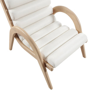 Meridian Furniture Randal Art Deco Channel Tufted Vegan Leather Accent Chair with Wood Frame for Living Room Cream A 33056Cream