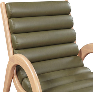 Meridian Furniture Randal Art Deco Channel Tufted Vegan Leather Accent Chair with Wood Frame for Living Room Olive A 33056Olive