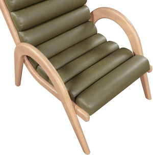 Meridian Furniture Randal Art Deco Channel Tufted Vegan Leather Accent Chair with Wood Frame for Living Room Olive A 33056Olive