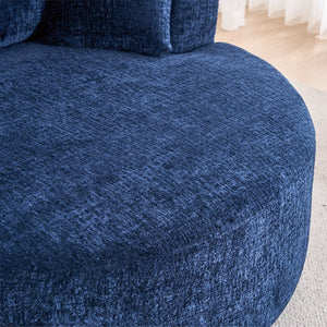 English Elm Round Swivel Barrel Chair Plush Chenille Upholstery Cozy Accent Seat for Any Room Blue W2915P338906