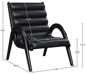 Meridian Furniture Randal Art Deco Channel Tufted Vegan Leather Accent Chair with Wood Frame for Living Room Black B 33057Black