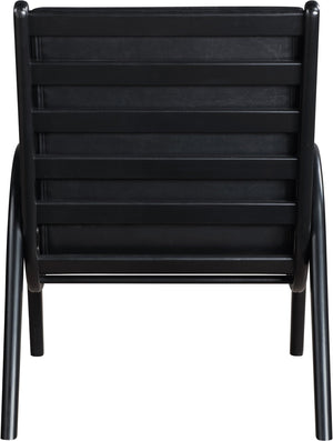 Meridian Furniture Randal Art Deco Channel Tufted Vegan Leather Accent Chair with Wood Frame for Living Room Black B 33057Black