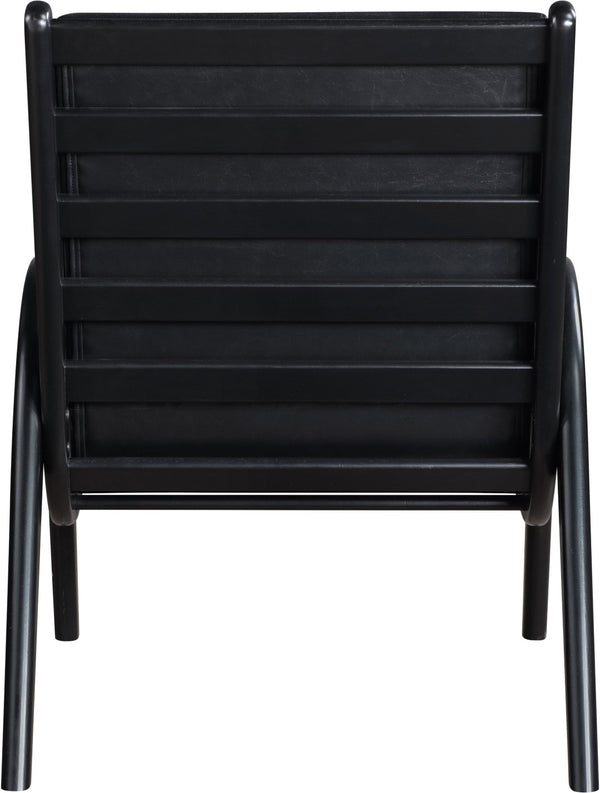 Meridian Furniture Randal Art Deco Channel Tufted Vegan Leather Accent Chair with Wood Frame for Living Room Black B 33057Black