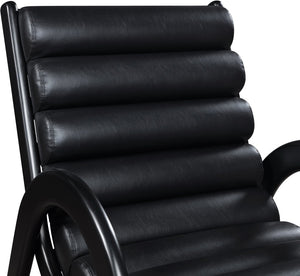 Meridian Furniture Randal Art Deco Channel Tufted Vegan Leather Accent Chair with Wood Frame for Living Room Black B 33057Black