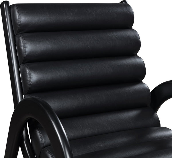 Meridian Furniture Randal Art Deco Channel Tufted Vegan Leather Accent Chair with Wood Frame for Living Room Black B 33057Black
