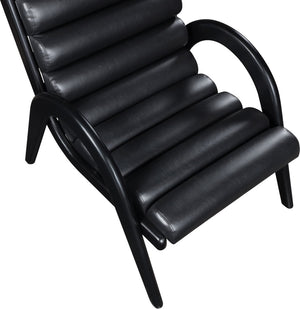 Meridian Furniture Randal Art Deco Channel Tufted Vegan Leather Accent Chair with Wood Frame for Living Room Black B 33057Black