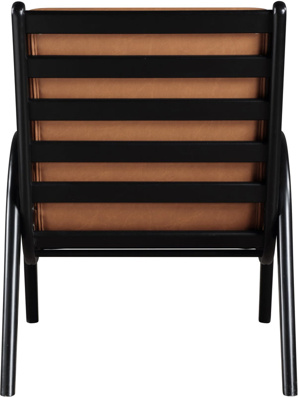 Meridian Furniture Randal Art Deco Channel Tufted Vegan Leather Accent Chair with Wood Frame for Living Room Cognac B 33057Cognac