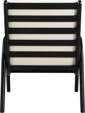 Meridian Furniture Randal Art Deco Channel Tufted Vegan Leather Accent Chair with Wood Frame for Living Room Cream B 33057Cream