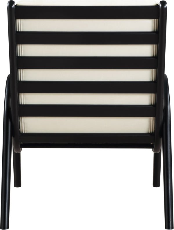 Meridian Furniture Randal Art Deco Channel Tufted Vegan Leather Accent Chair with Wood Frame for Living Room Cream B 33057Cream