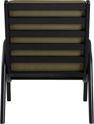 Meridian Furniture Randal Art Deco Channel Tufted Vegan Leather Accent Chair with Wood Frame for Living Room Olive B 33057Olive