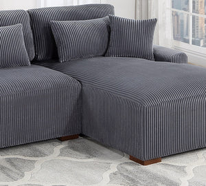 English Elm Modern Plush Corduroy 2pc Sectional Sofa with Chaise, Sleek Low-Profile Legs and 5 Accent Pillows Dark Gray 41 L x 21 W x 74 H B011S01280
