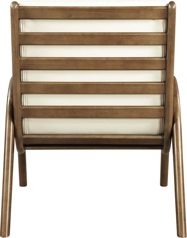 Meridian Furniture Randal Art Deco Channel Tufted Vegan Leather Accent Chair with Wood Frame for Living Room Cream C 33058Cream