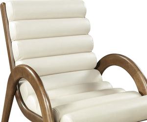 Meridian Furniture Randal Art Deco Channel Tufted Vegan Leather Accent Chair with Wood Frame for Living Room Cream C 33058Cream