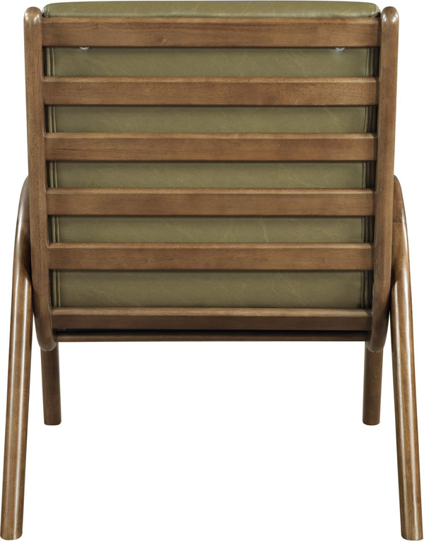 Meridian Furniture Randal Art Deco Channel Tufted Vegan Leather Accent Chair with Wood Frame for Living Room Olive C 33058Olive