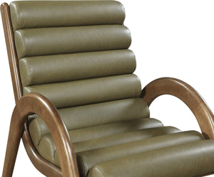 Meridian Furniture Randal Art Deco Channel Tufted Vegan Leather Accent Chair with Wood Frame for Living Room Olive C 33058Olive