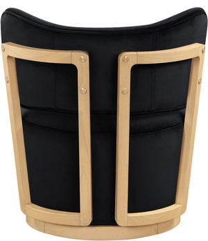 Meridian Furniture Elara Velvet Swivel Accent Chair with Brass Accents and Walnut Frame for Modern Living Rooms Black 33062 33062Black