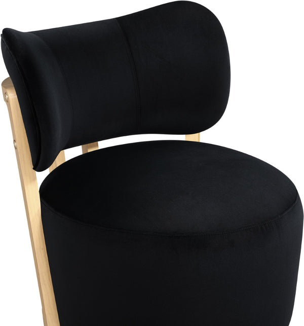 Meridian Furniture Elara Velvet Swivel Accent Chair with Brass Accents and Walnut Frame for Modern Living Rooms Black 33062 33062Black