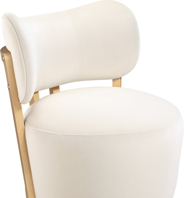Meridian Furniture Elara Velvet Swivel Accent Chair with Brass Accents and Walnut Frame for Modern Living Rooms Cream 33062 33062Cream