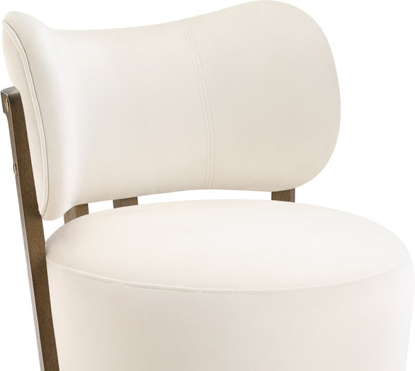 Meridian Furniture Elara Velvet Swivel Accent Chair with Brass Accents and Walnut Frame for Modern Living Rooms Cream 33063 33063Cream