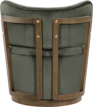 Meridian Furniture Elara Velvet Swivel Accent Chair with Brass Accents and Walnut Frame for Modern Living Rooms Green 33063 33063Green