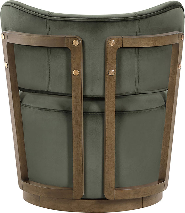 Meridian Furniture Elara Velvet Swivel Accent Chair with Brass Accents and Walnut Frame for Modern Living Rooms Green 33063 33063Green