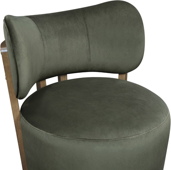 Meridian Furniture Elara Velvet Swivel Accent Chair with Brass Accents and Walnut Frame for Modern Living Rooms Green 33063 33063Green