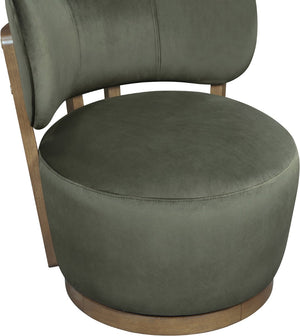 Meridian Furniture Elara Velvet Swivel Accent Chair with Brass Accents and Walnut Frame for Modern Living Rooms Green 33063 33063Green