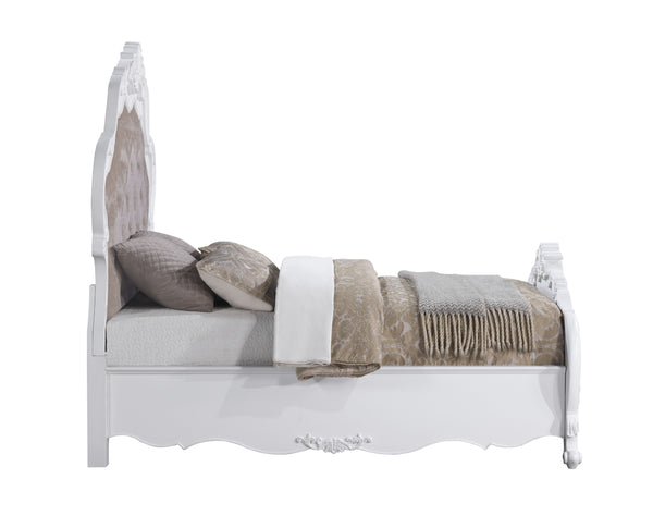 English Elm Latisha King Bed - Elegant Upholstered Headboard, Crisp White Finish, Modern Design For Master Bedrooms B2726S00104