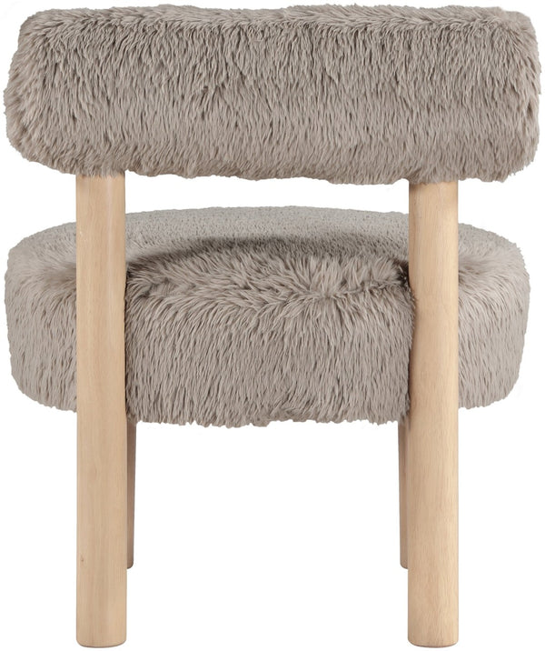 Meridian Furniture Ambre Plush Vegan Shearling Accent Chair with Solid Wood Legs for Modern Living Spaces Beige Style A 33064Beige