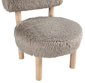 Meridian Furniture Ambre Plush Vegan Shearling Accent Chair with Solid Wood Legs for Modern Living Spaces Beige Style A 33064Beige