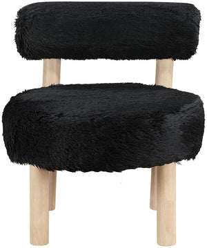 Meridian Furniture Ambre Plush Vegan Shearling Accent Chair with Solid Wood Legs for Modern Living Spaces Black Style A 33064Black
