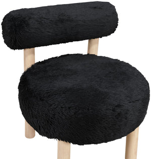 Meridian Furniture Ambre Plush Vegan Shearling Accent Chair with Solid Wood Legs for Modern Living Spaces Black Style A 33064Black