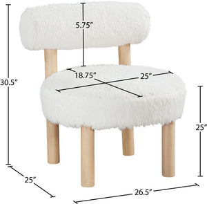 Meridian Furniture Ambre Plush Vegan Shearling Accent Chair with Solid Wood Legs for Modern Living Spaces Cream Style A 33064Cream