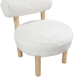 Meridian Furniture Ambre Plush Vegan Shearling Accent Chair with Solid Wood Legs for Modern Living Spaces Cream Style A 33064Cream