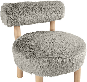Meridian Furniture Ambre Plush Vegan Shearling Accent Chair with Solid Wood Legs for Modern Living Spaces Taupe Style A 33064Taupe